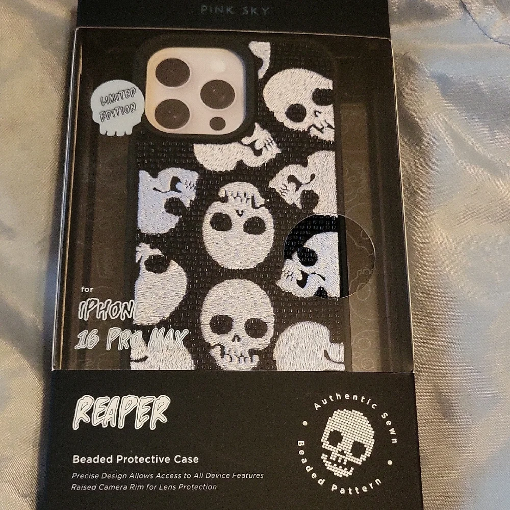 Reaper Black Beaded Protective Case for iPhone 16 Pro Max Bnib TL M Lp